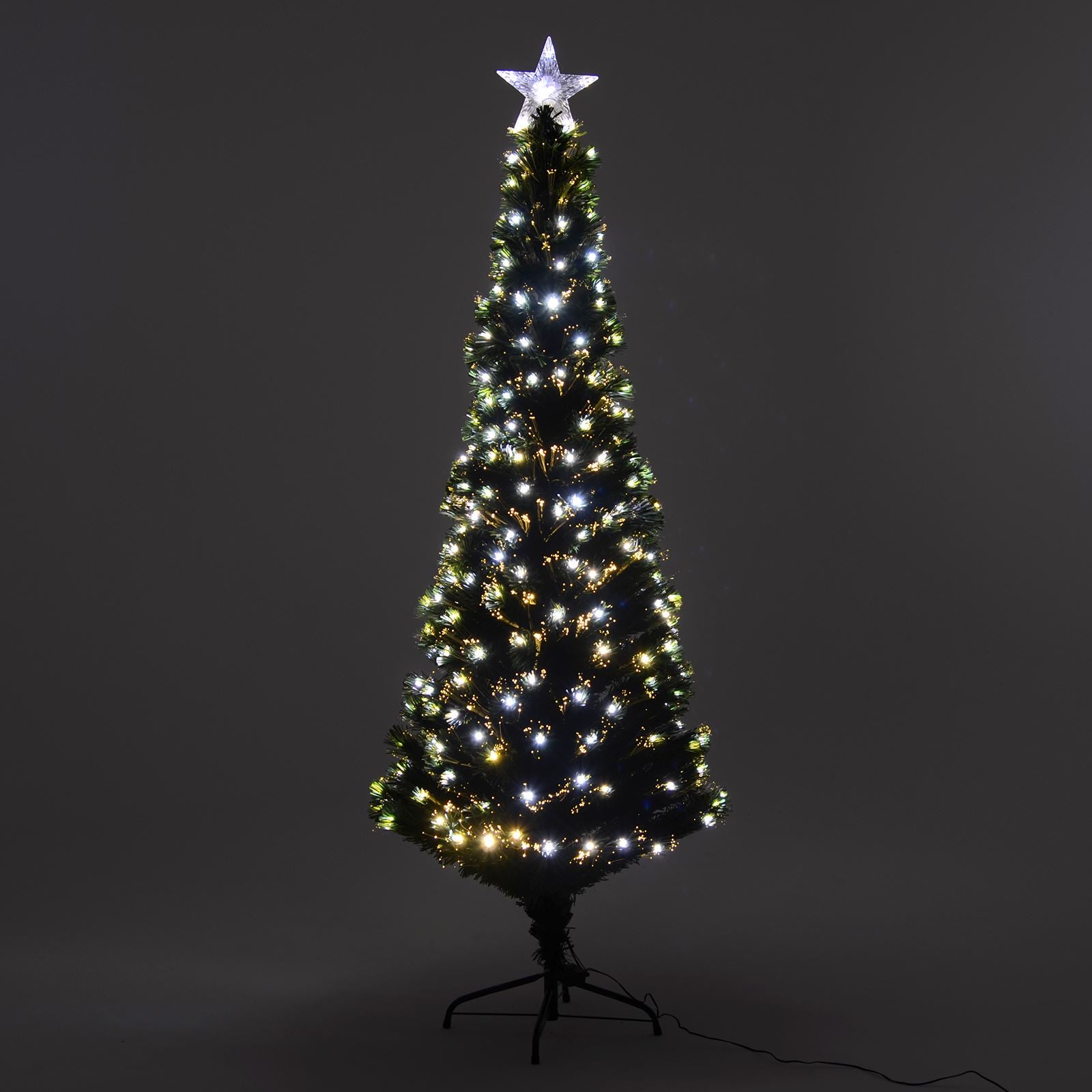 Mr Crimbo Green Pencil Christmas Tree Fibre Optic Lights - MrCrimbo.co.uk -XS5809 - 6ft -6ft christmas tree